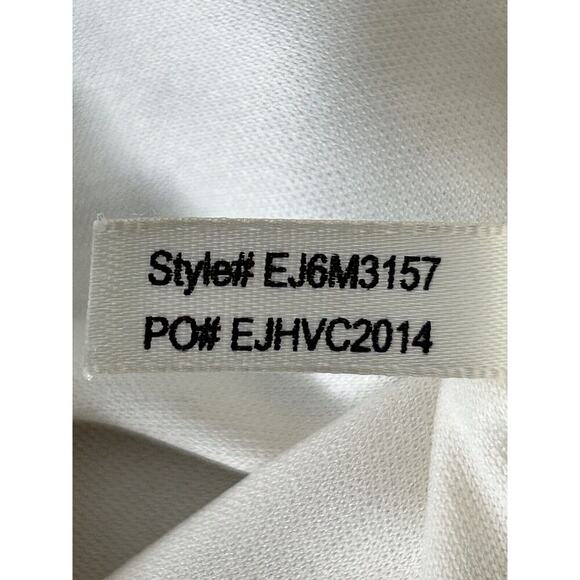 Eliza J Dress Size 14 Blue White Geometric Striped 3/4 Sleeve Knit Casual Shift - Picture 9 of 13